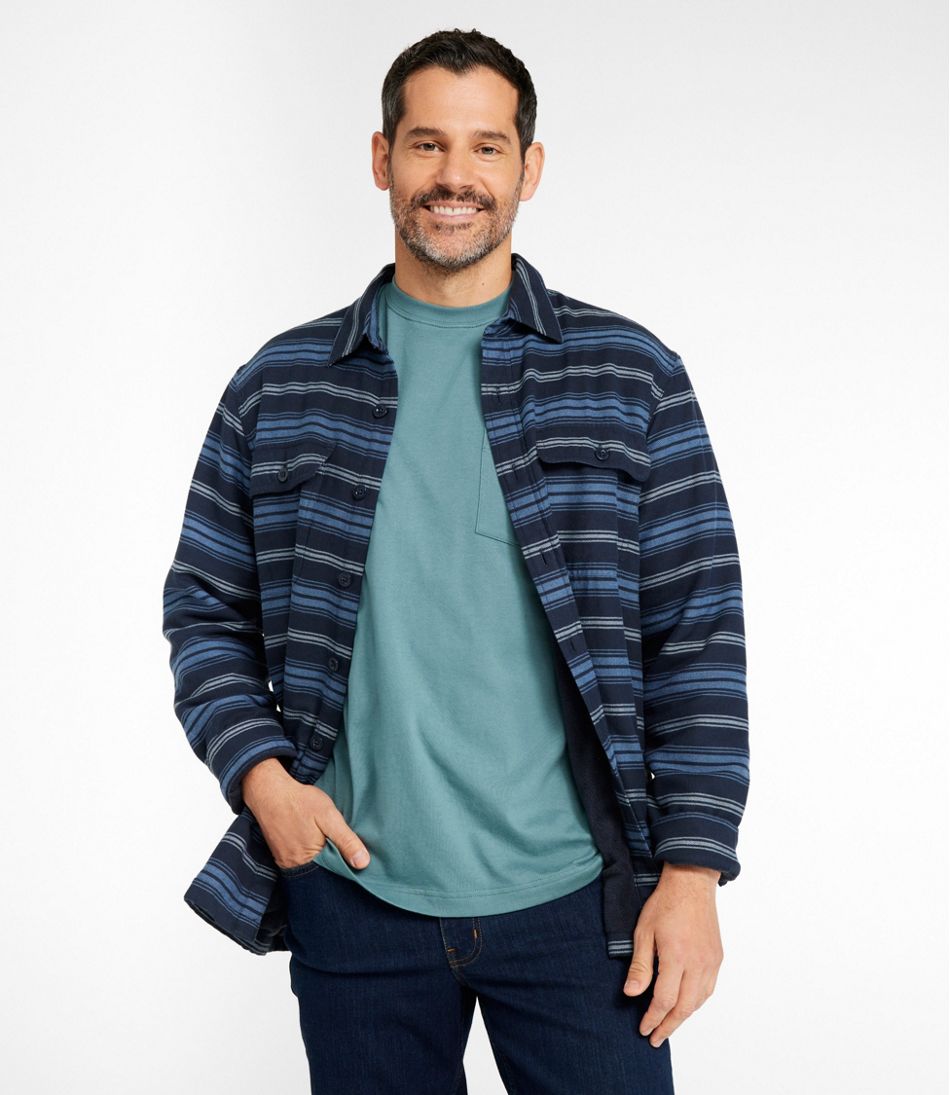Men's Fleece-Lined Flannel Shirt, Traditional Fit, Stripe - Image 2