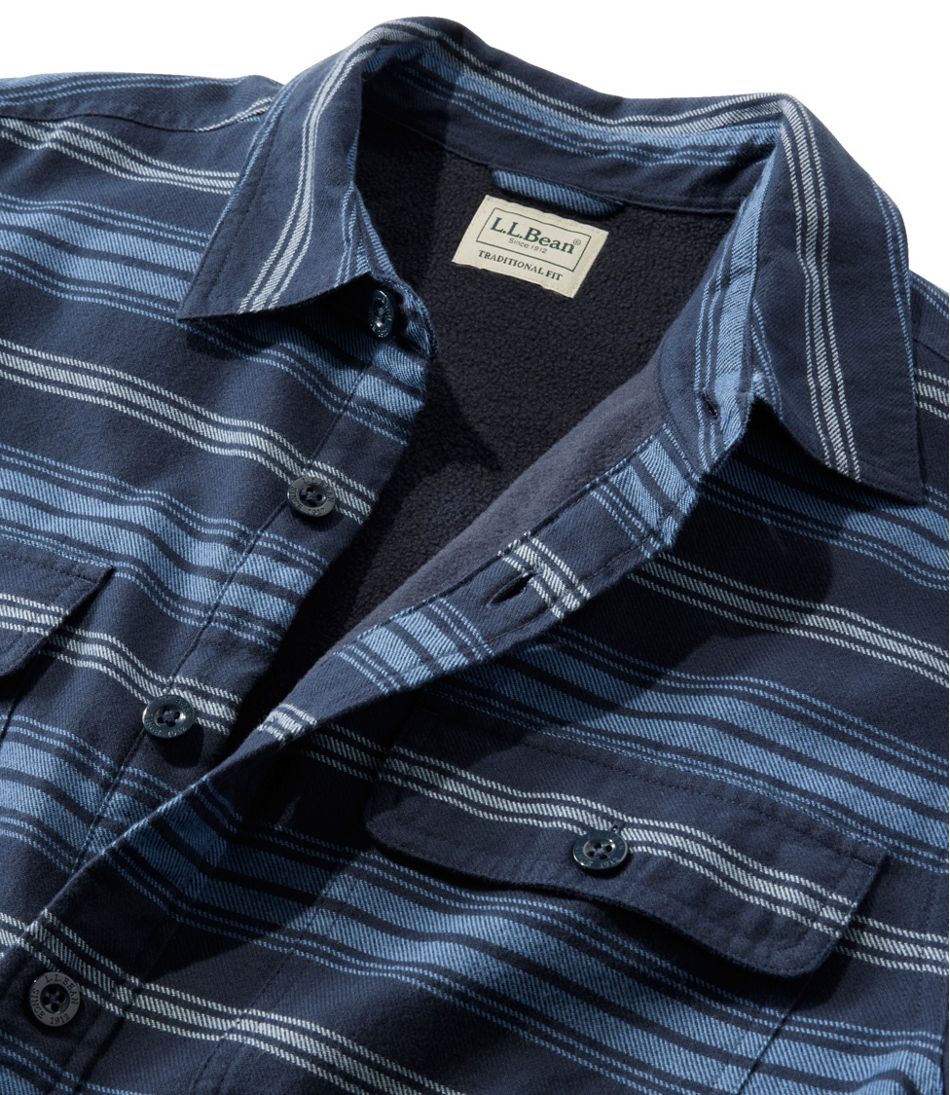 Men's Fleece-Lined Flannel Shirt, Traditional Fit, Stripe - Image 4
