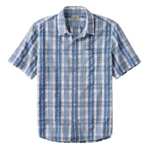 Men's Organic Cotton Seersucker Shirt, Short-Sleeve, Slightly Fitted, Plaid