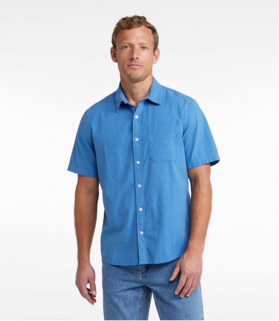 Men's Organic Cotton Seersucker Shirt, Short-Sleeve, Slightly Fitted, Plaid - Image 2
