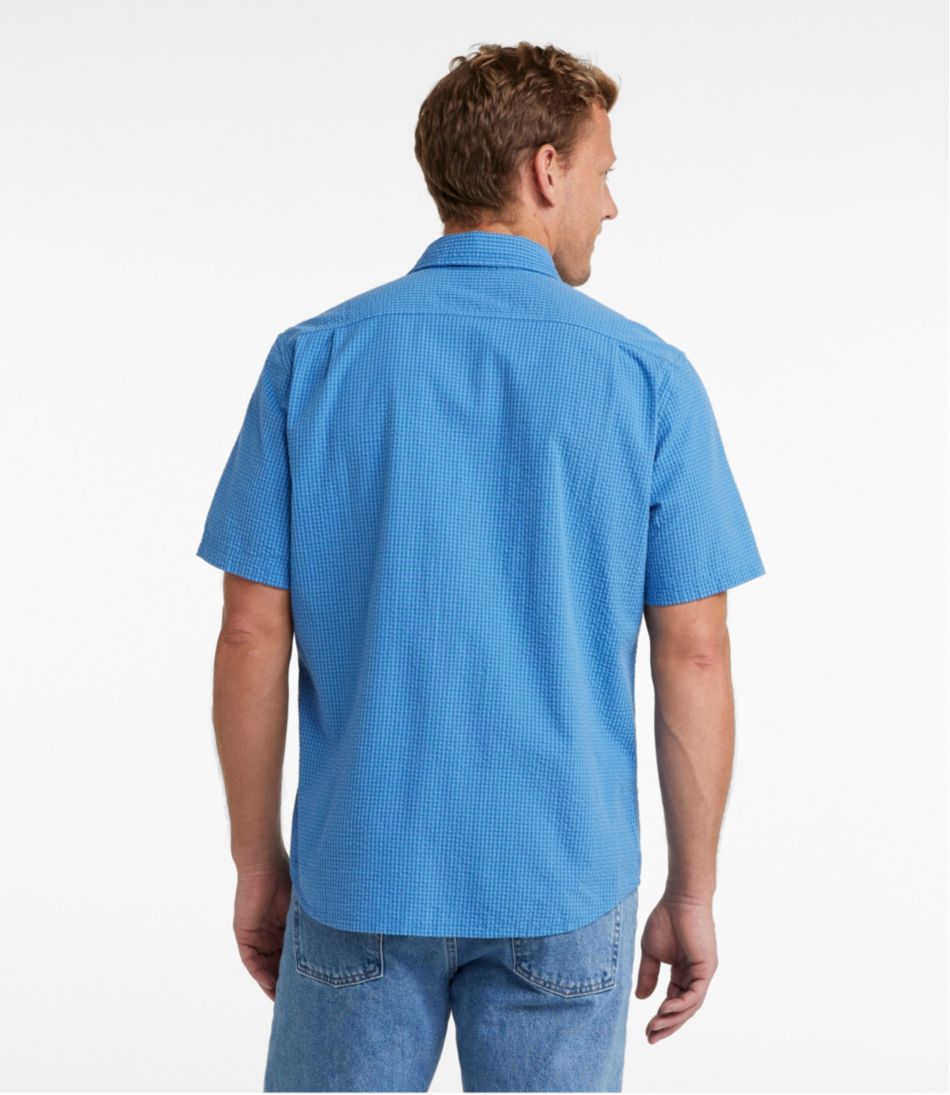 Men's Organic Cotton Seersucker Shirt, Short-Sleeve, Slightly Fitted, Plaid - Image 3