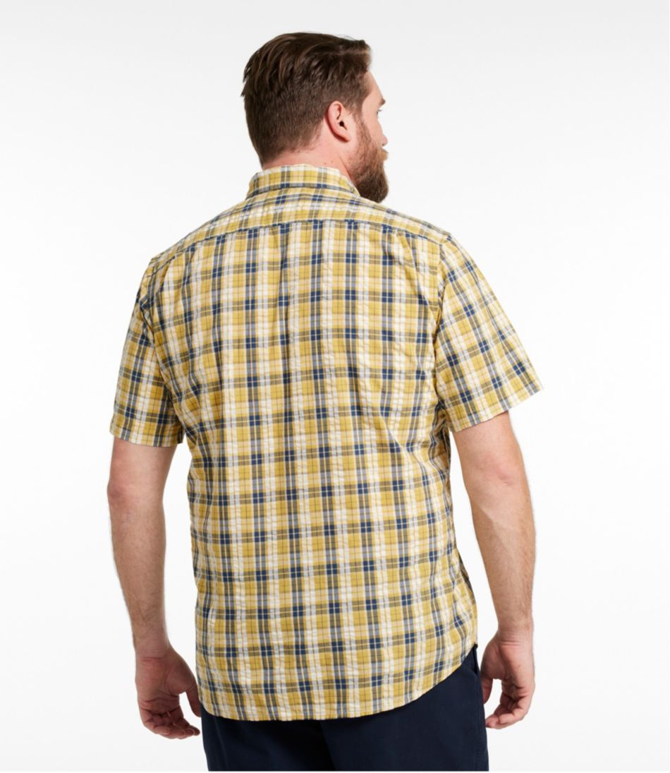 Men's Organic Cotton Seersucker Shirt, Short-Sleeve, Slightly Fitted, Plaid - Image 5