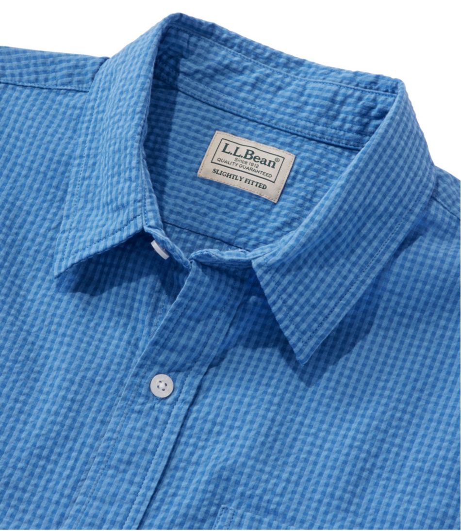 Men's Organic Cotton Seersucker Shirt, Short-Sleeve, Slightly Fitted, Plaid - Image 6