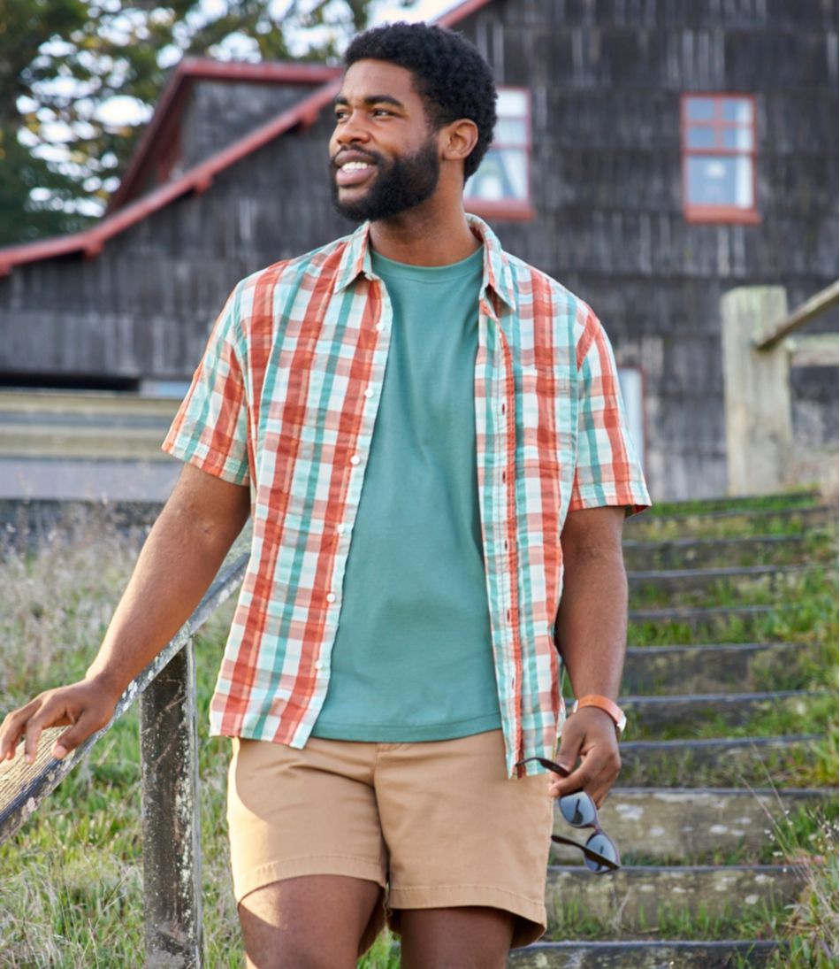 Men's Organic Cotton Seersucker Shirt, Short-Sleeve, Slightly Fitted, Plaid - Image 8