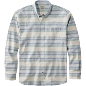 Men's Comfort Stretch Chambray Shirt, Traditional Untucked Fit, Long-Sleeve, Stripe