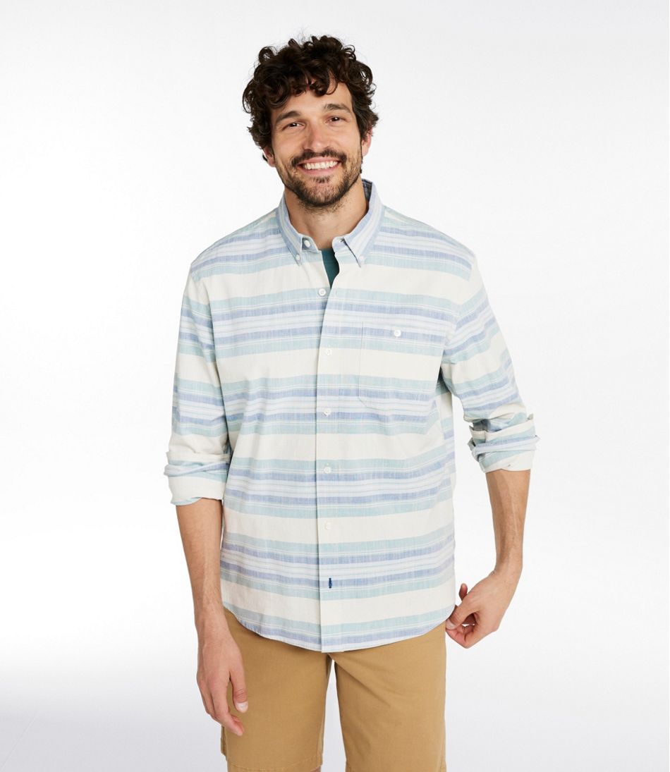 Men's Comfort Stretch Chambray Shirt, Traditional Untucked Fit, Long-Sleeve, Stripe - Image 2
