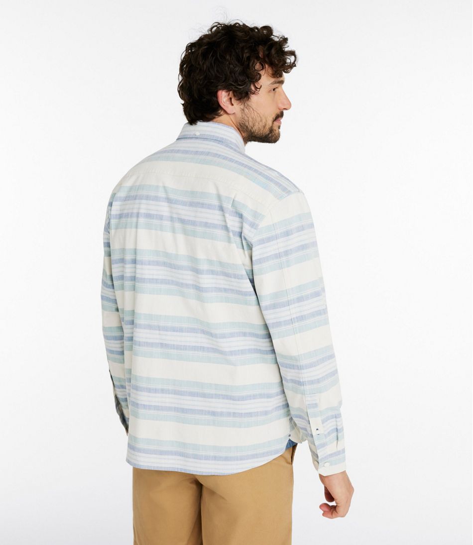 Men's Comfort Stretch Chambray Shirt, Traditional Untucked Fit, Long-Sleeve, Stripe - Image 3