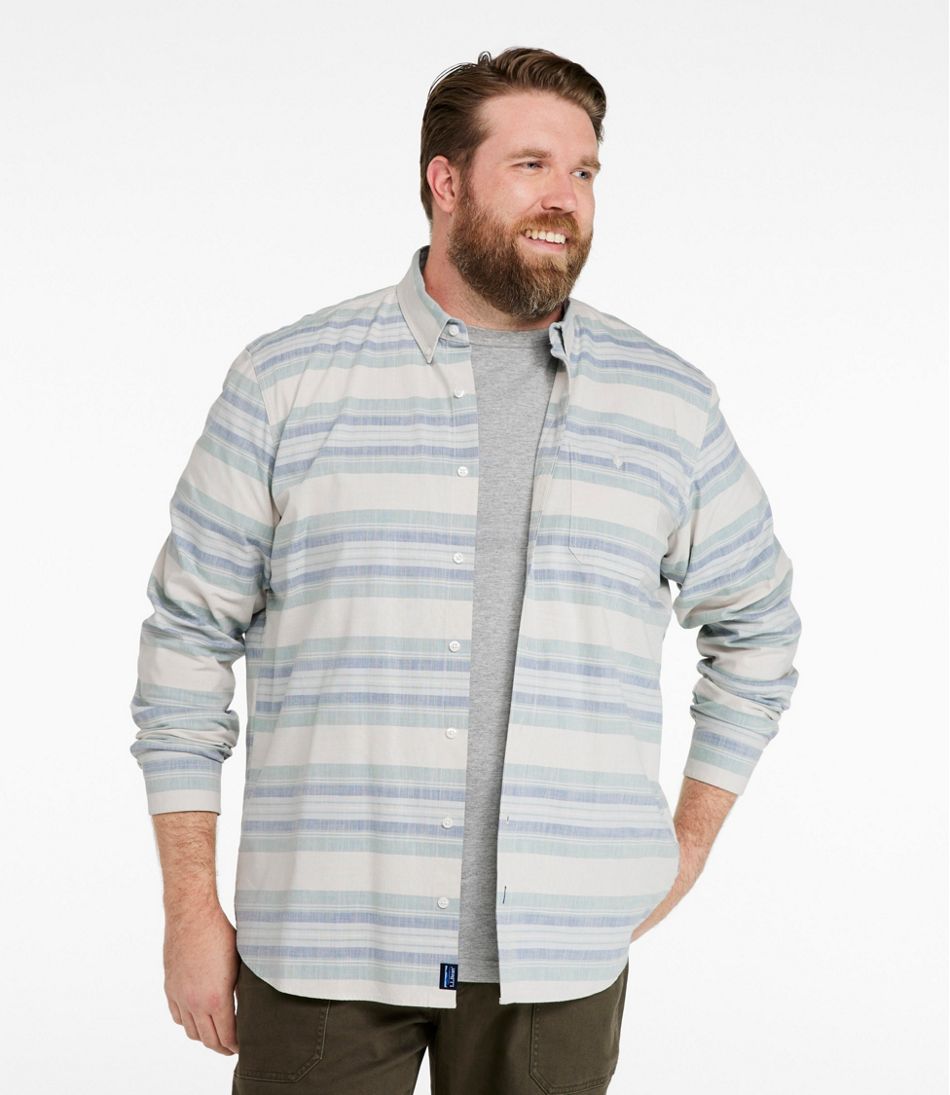 Men's Comfort Stretch Chambray Shirt, Traditional Untucked Fit, Long-Sleeve, Stripe - Image 4