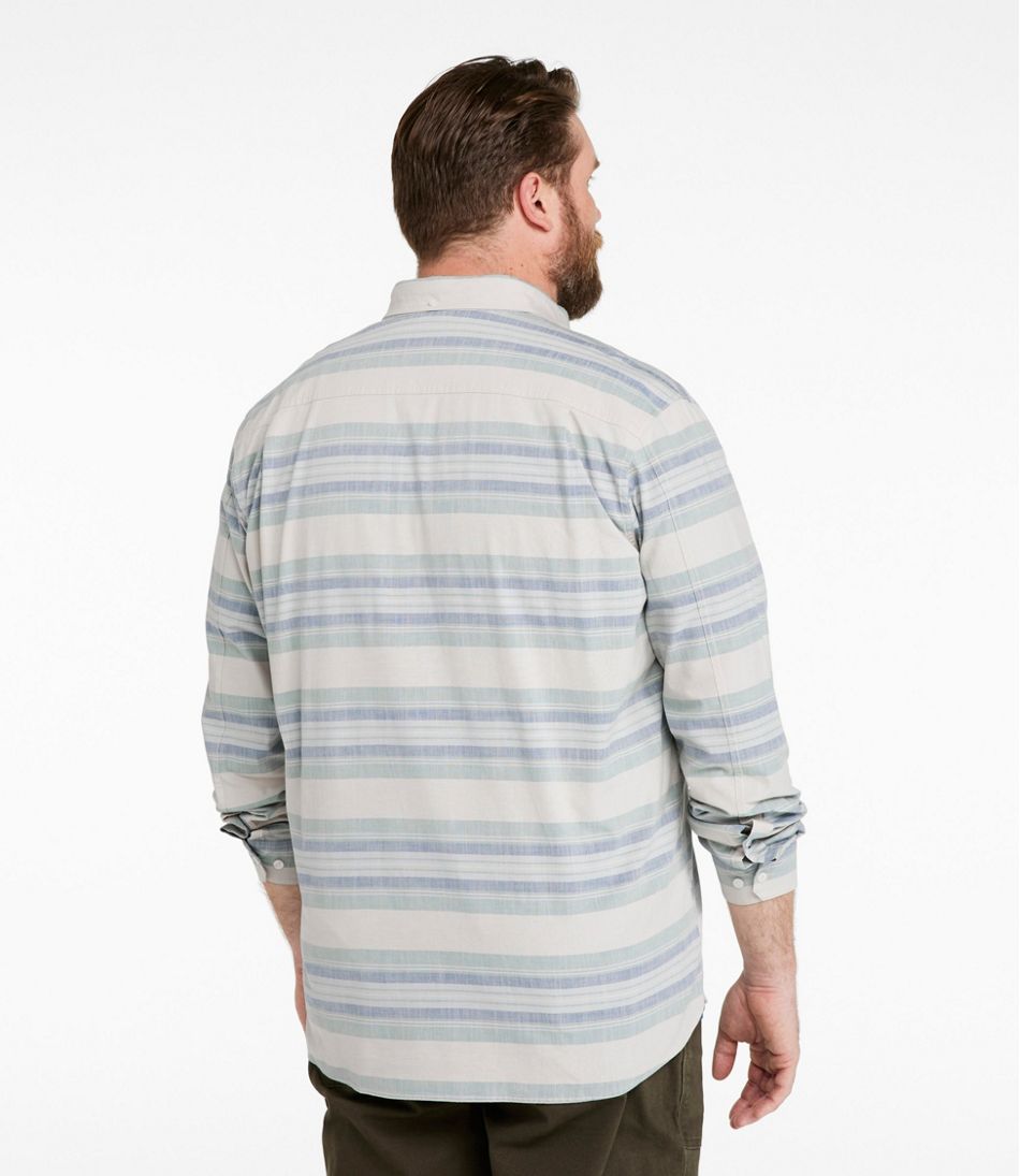 Men's Comfort Stretch Chambray Shirt, Traditional Untucked Fit, Long-Sleeve, Stripe - Image 5
