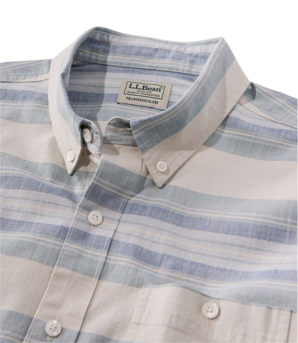 Men's Comfort Stretch Chambray Shirt, Traditional Untucked Fit, Long-Sleeve, Stripe - Image 6
