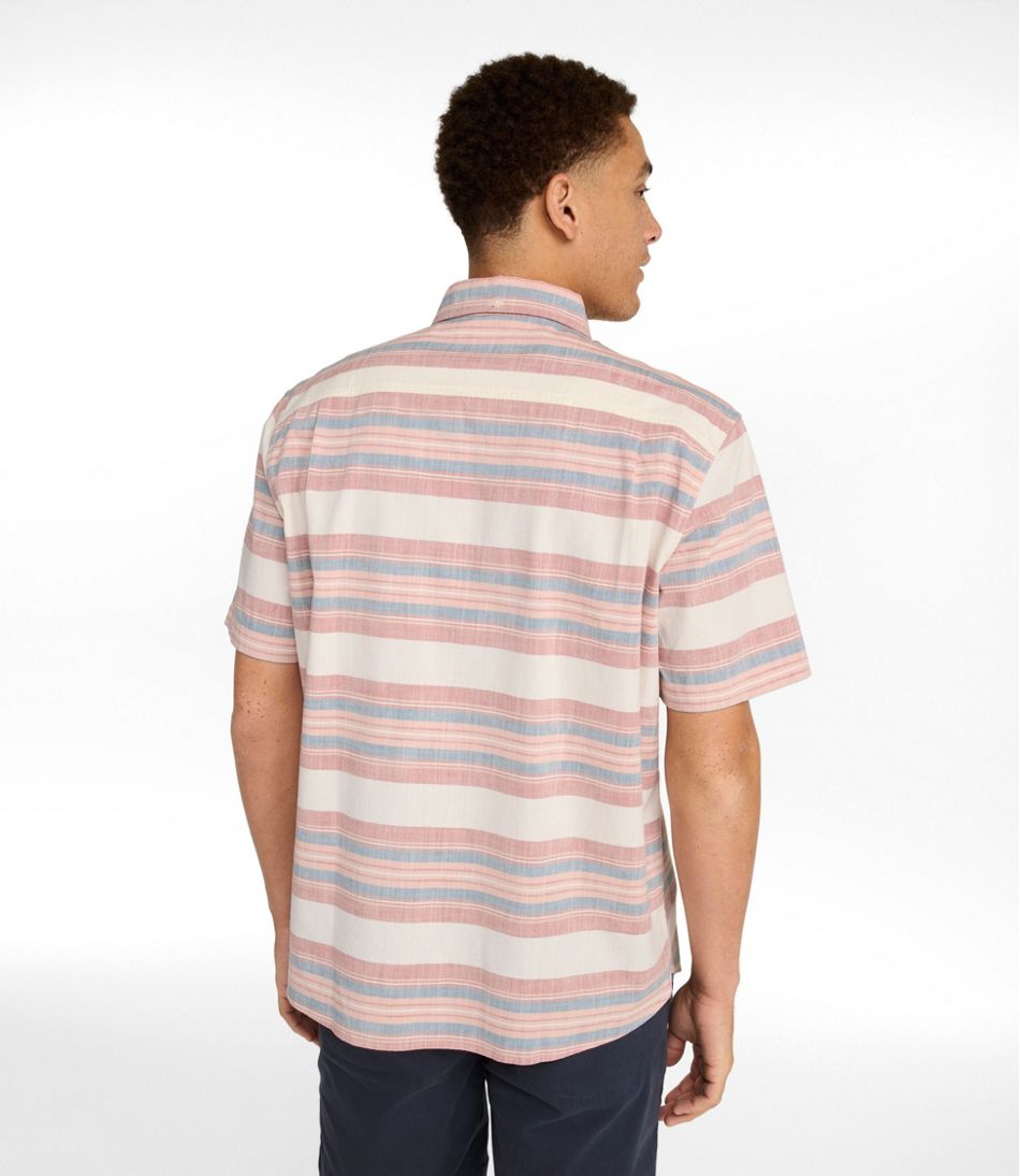 Men's Comfort Stretch Chambray Shirt, Traditional Untucked Fit, Short-Sleeve, Stripe - Image 3