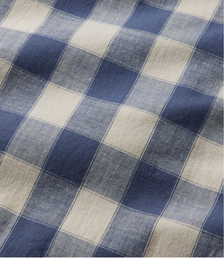 Men's Comfort Stretch? Chambray Shirt, Slightly Fitted Untucked Fit, Short-Sleeve, Plaid - Image 7