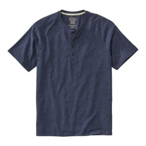 Men's Comfort Stretch Pima Tee Shirt, Short-Sleeve Henley
