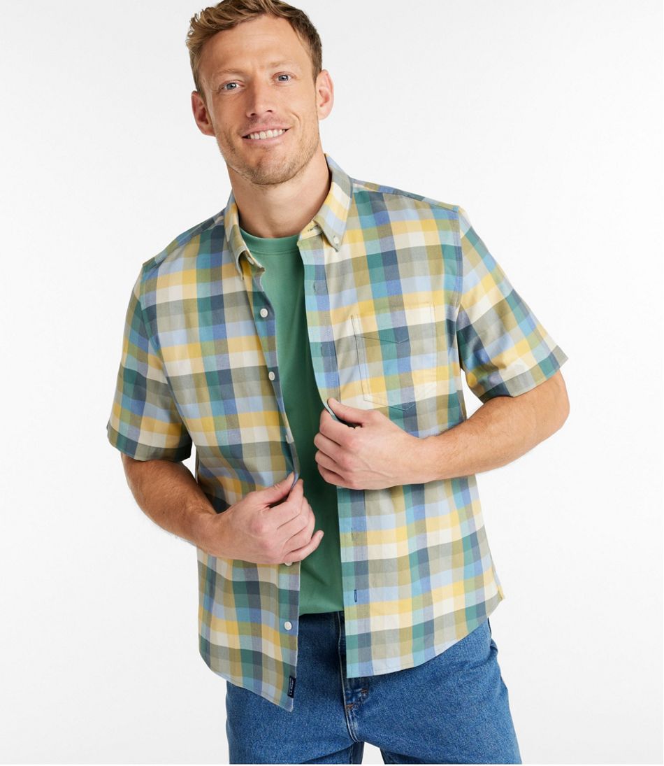 Men's Comfort Stretch? Oxford, Slightly Fitted Untucked Fit, Short-Sleeve, Plaid - Image 2