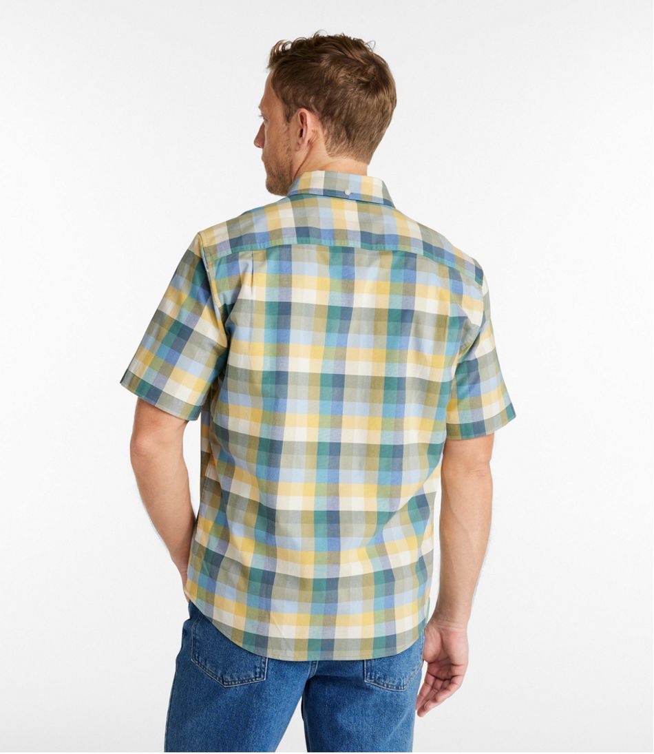 Men's Comfort Stretch? Oxford, Slightly Fitted Untucked Fit, Short-Sleeve, Plaid - Image 3