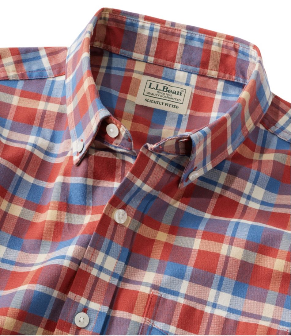 Men's Comfort Stretch? Oxford, Slightly Fitted Untucked Fit, Short-Sleeve, Plaid - Image 6