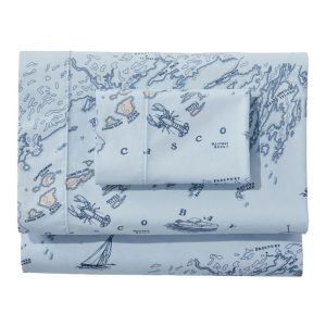 Nautical Map Percale Sheet Collection