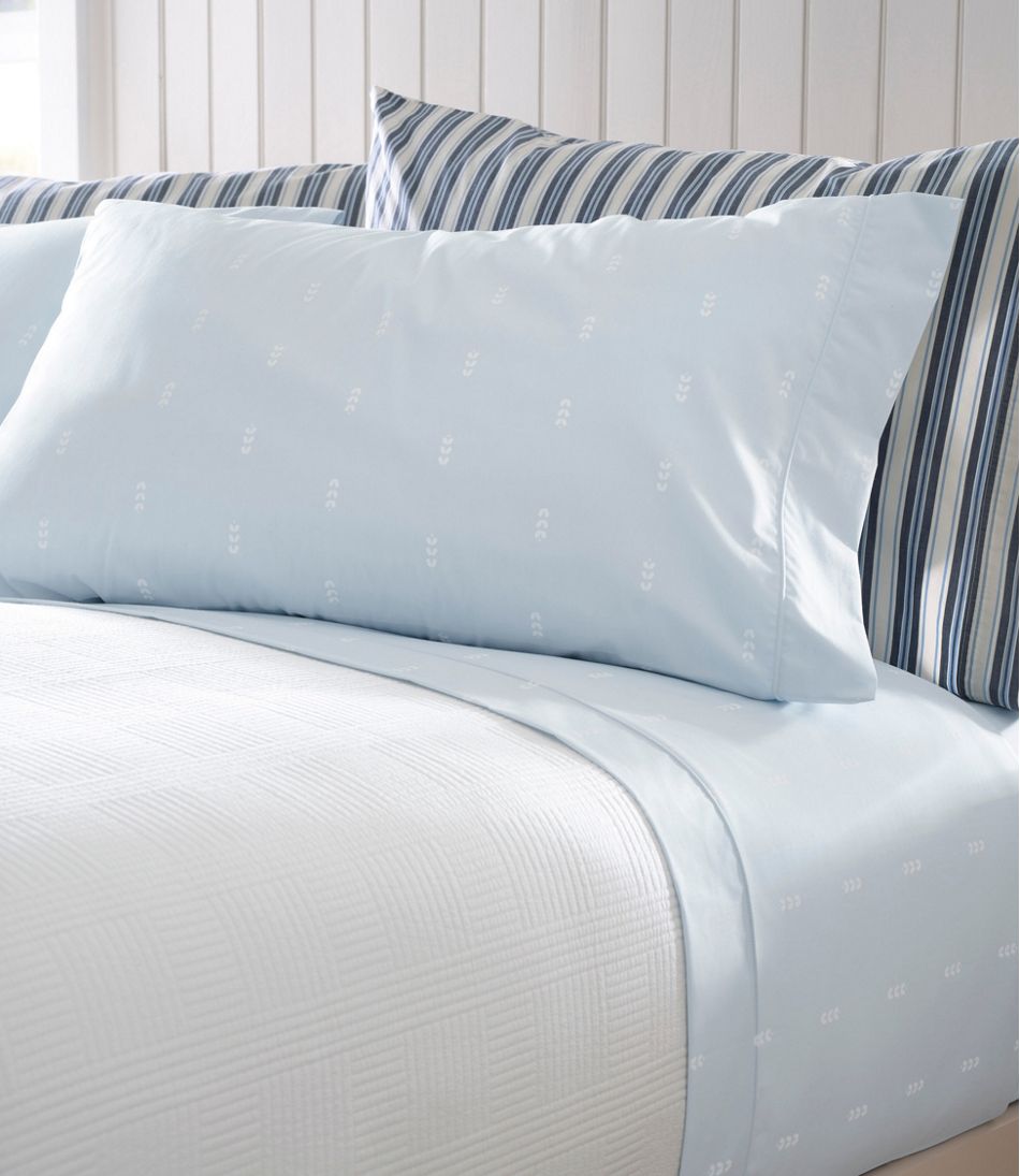 Sunwashed Percale Sheet Collection, Stamped Leaf Print - Image 2