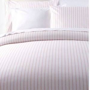 Sunwashed Percale Comforter Cover, Stripe Leaf