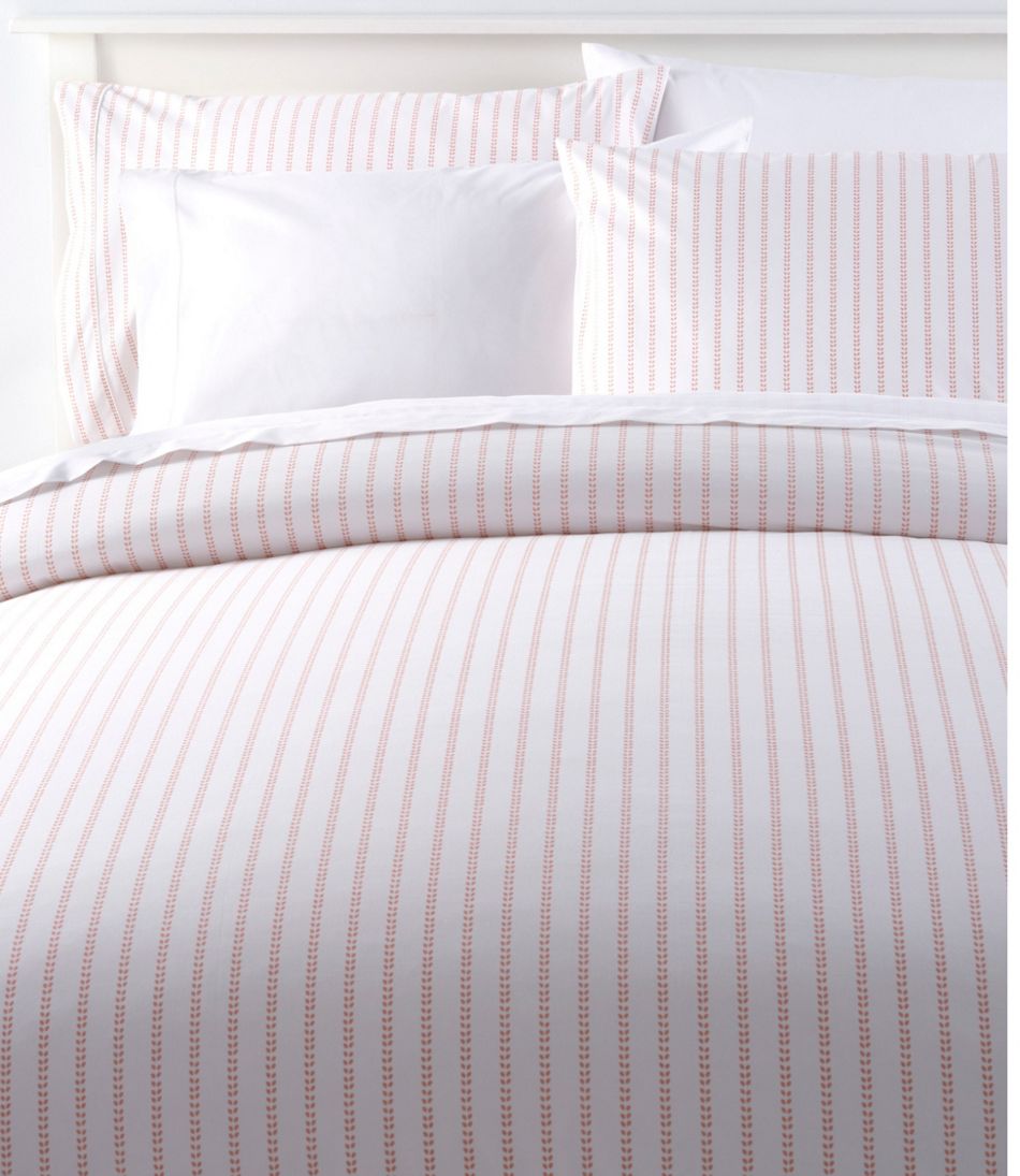 Sunwashed Percale Comforter Cover, Stripe Leaf