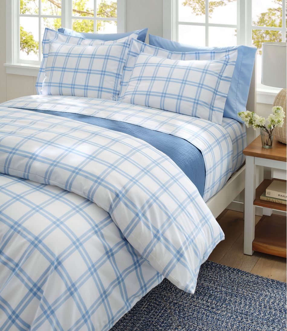 280-Thread-Count Pima Cotton Percale Comforter Cover Collection, Windowpane - Image 2