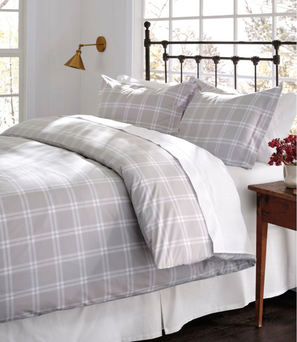 280-Thread-Count Pima Cotton Percale Comforter Cover Collection, Windowpane - Image 8