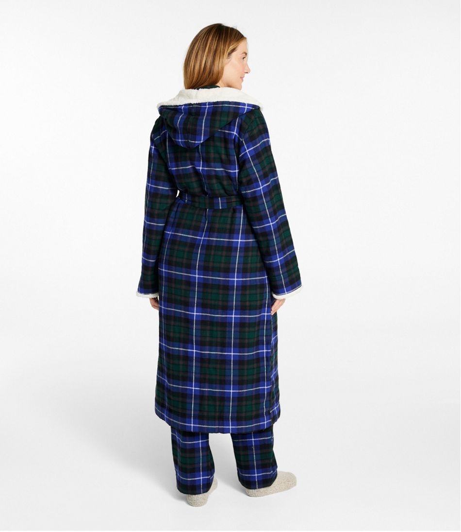 Women's Scotch Plaid Flannel Robe, Sherpa-Lined Long - Image 3