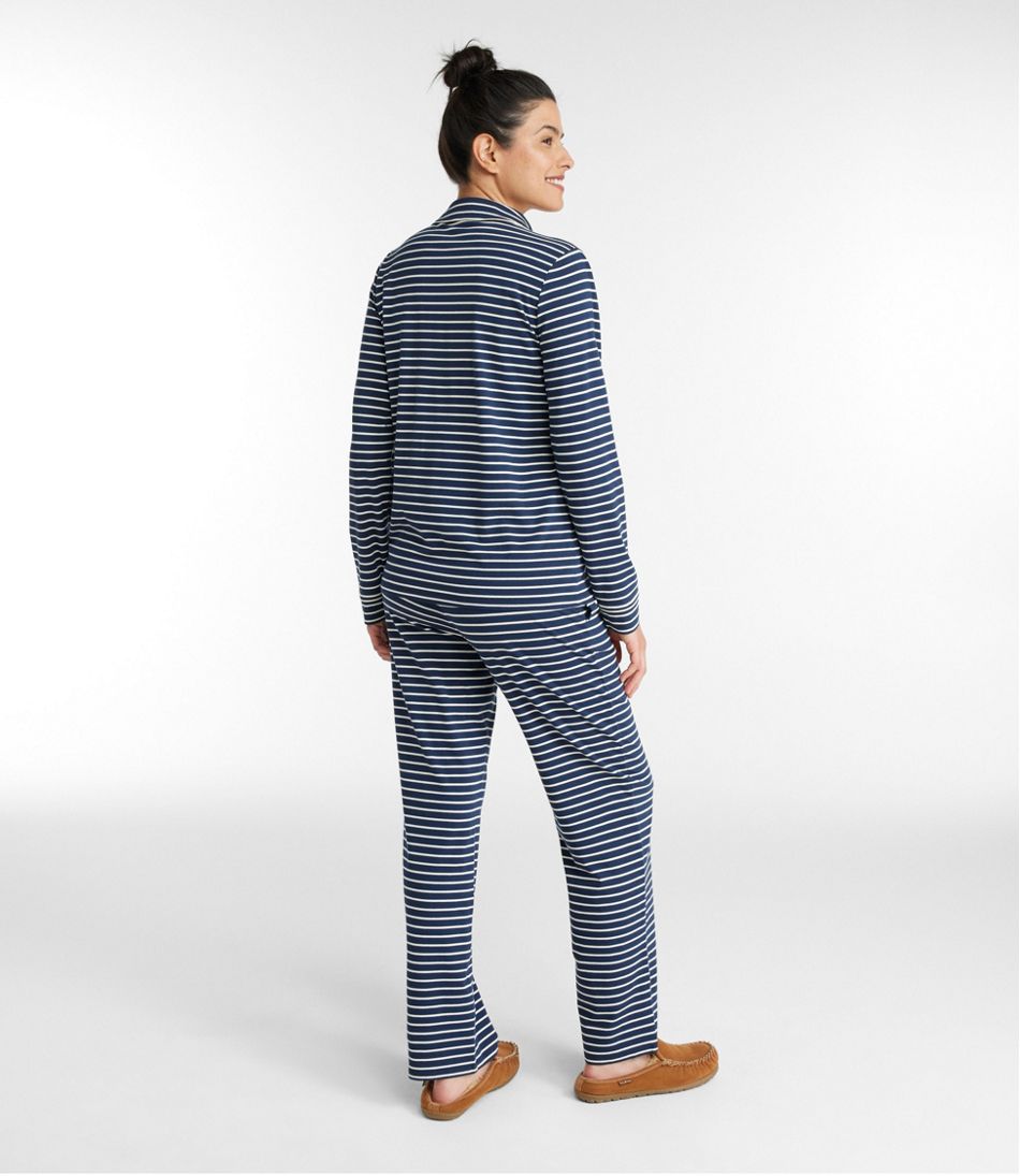Women's Super-Soft Shrink-Free Button Front Pajama Set, Stripe - Image 3