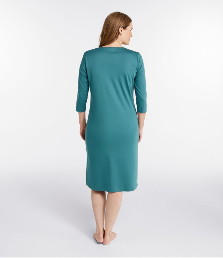 Women's Supima Cotton Nightgown, V-Neck Three-Quarter-Sleeve - Image 3