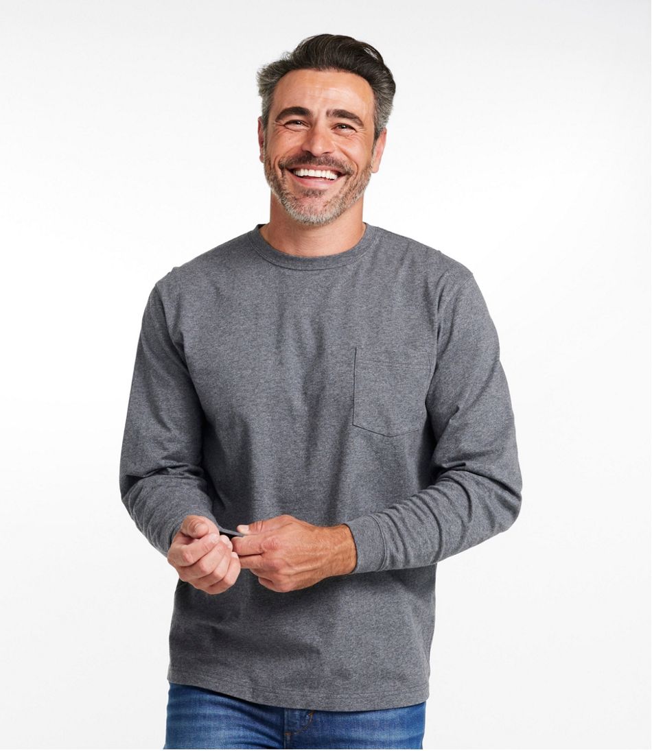 Men's Carefree Unshrinkable Tee with Pocket, Traditional Fit, Long-Sleeve - Image 2