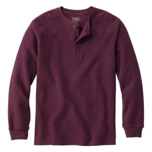 Men's Unshrinkable Mini-Waffle Henley, Long-Sleeve Traditional Fit