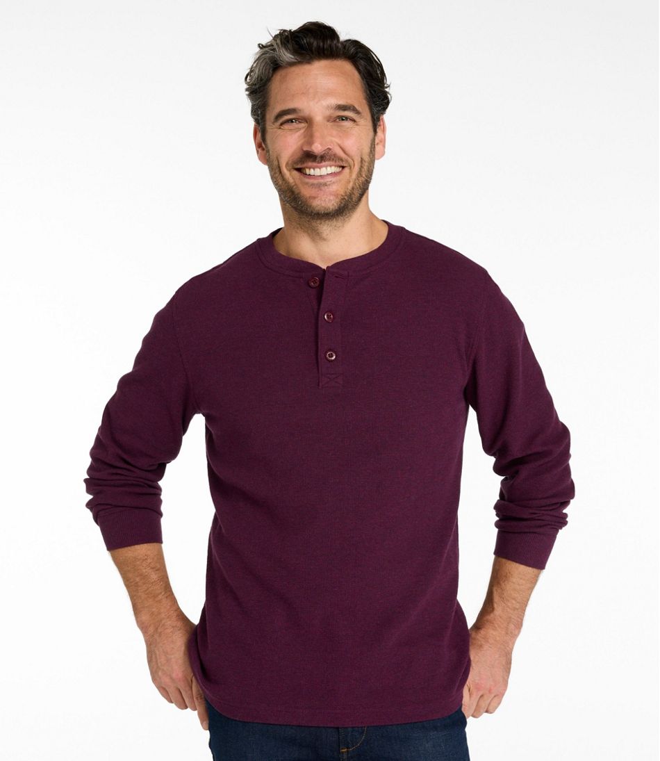 Men's Unshrinkable Mini-Waffle Henley, Long-Sleeve Traditional Fit - Image 2