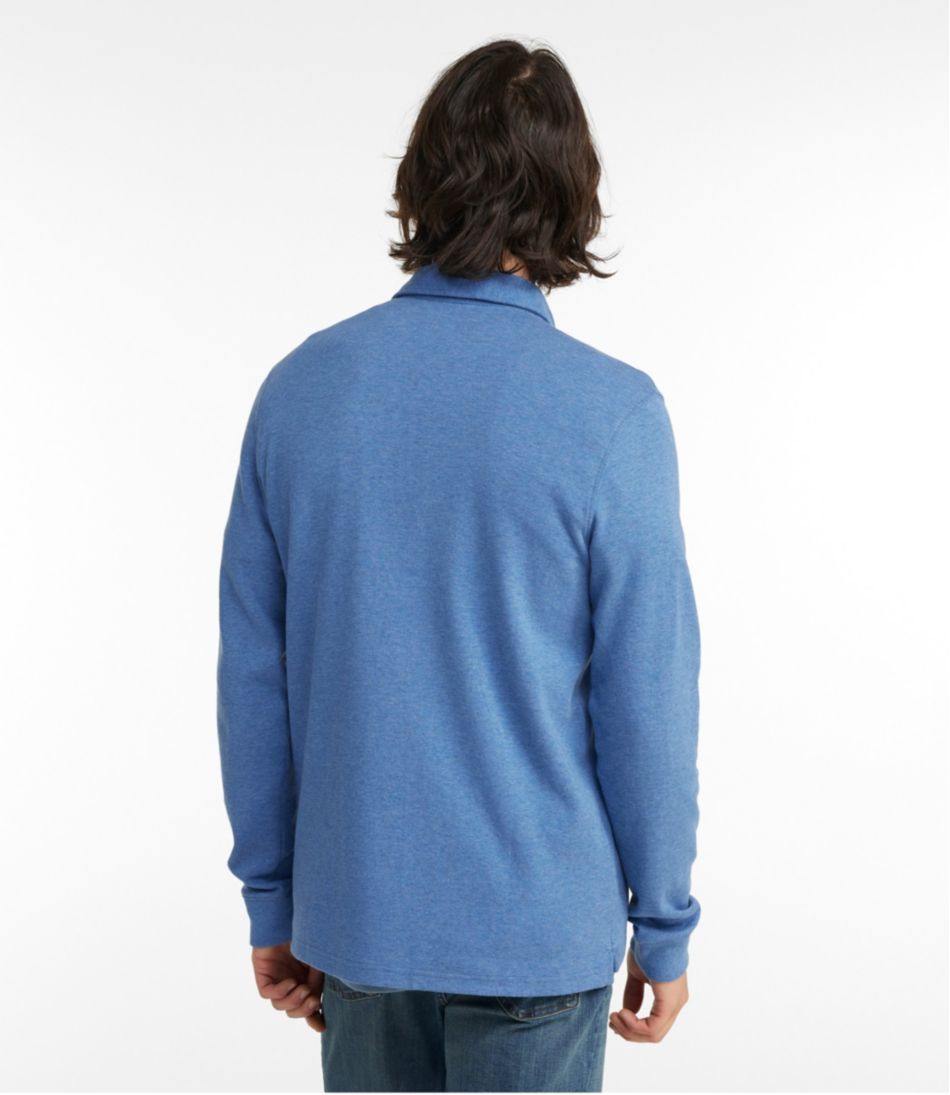 Men's Washed Cotton Double-Knit Polo, Long-Sleeve - Image 3