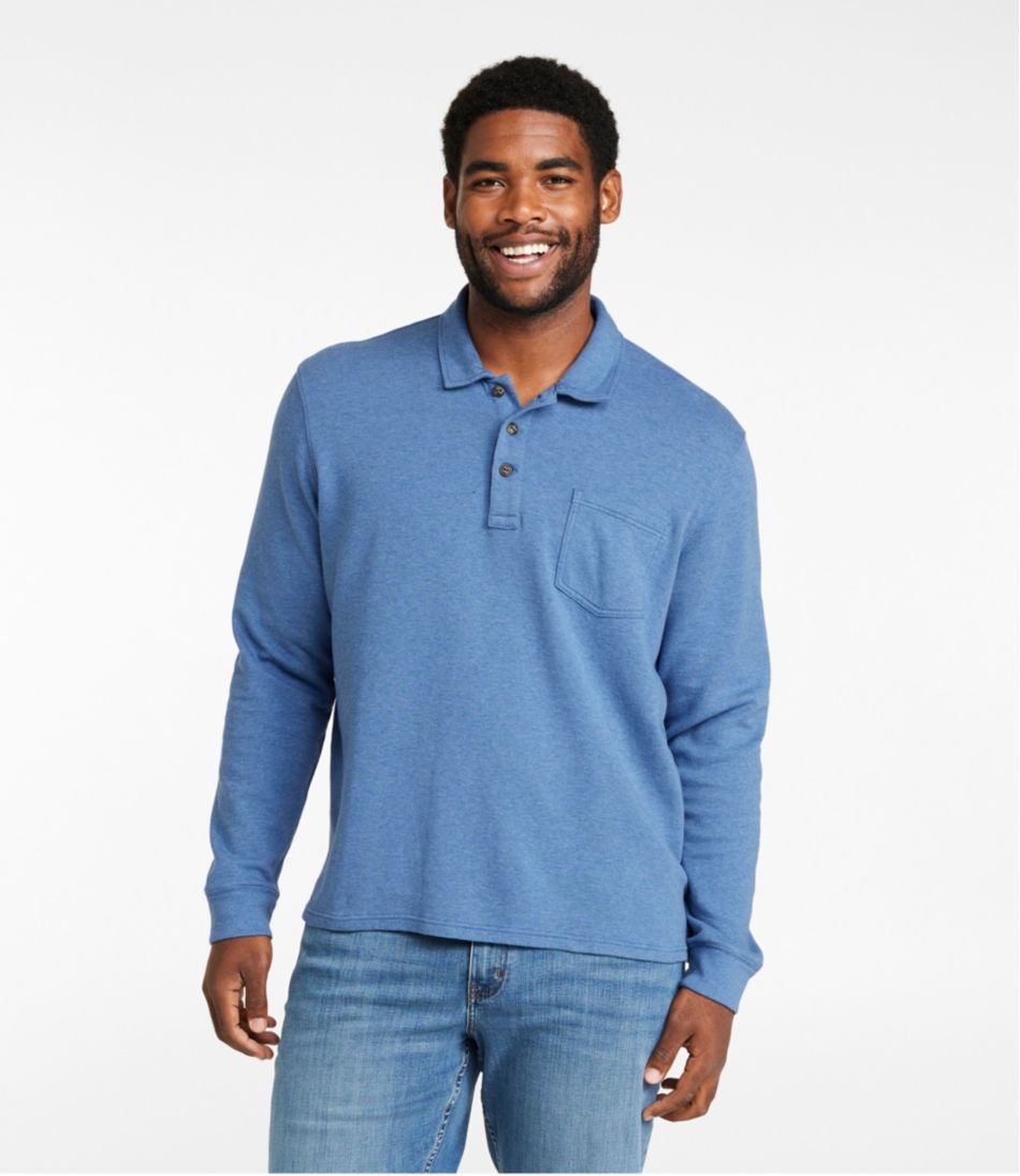 Men's Washed Cotton Double-Knit Polo, Long-Sleeve - Image 4