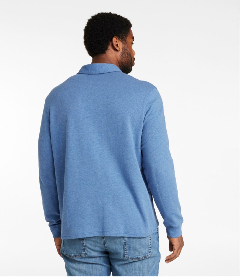 Men's Washed Cotton Double-Knit Polo, Long-Sleeve - Image 5