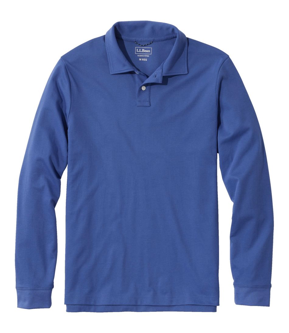 Men's Comfort Stretch Performance? Polo, Long-Sleeve, Slightly Fitted
