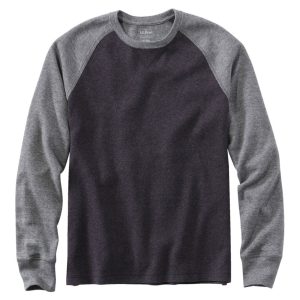 Men's Washed Cotton Double-Knit Crewneck, Slightly Fitted Long-Sleeve Colorblock