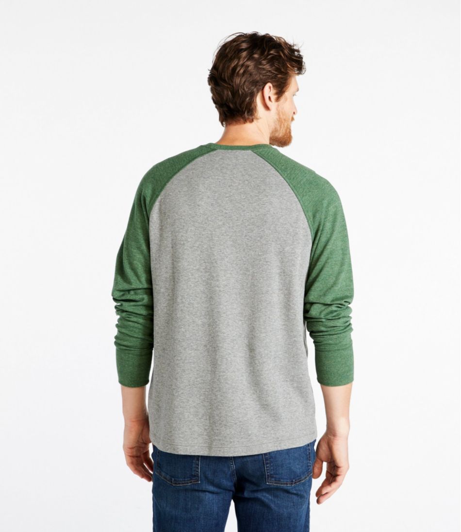 Men's Washed Cotton Double-Knit Crewneck, Slightly Fitted Long-Sleeve Colorblock - Image 3