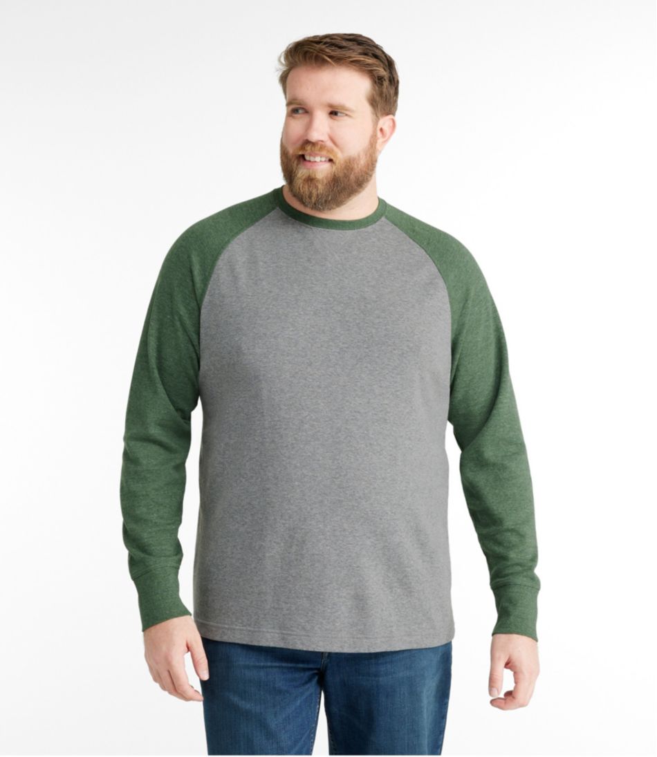 Men's Washed Cotton Double-Knit Crewneck, Slightly Fitted Long-Sleeve Colorblock - Image 4
