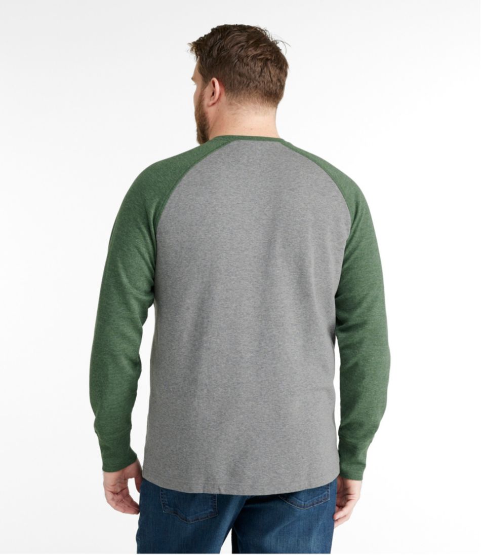 Men's Washed Cotton Double-Knit Crewneck, Slightly Fitted Long-Sleeve Colorblock - Image 5