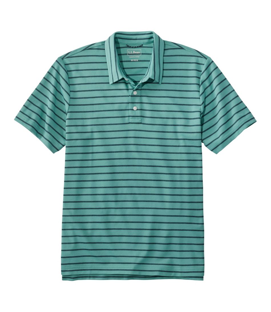 Men's Comfort Stretch Performance? Polo, Short-Sleeve, Slightly Fitted, Stripe