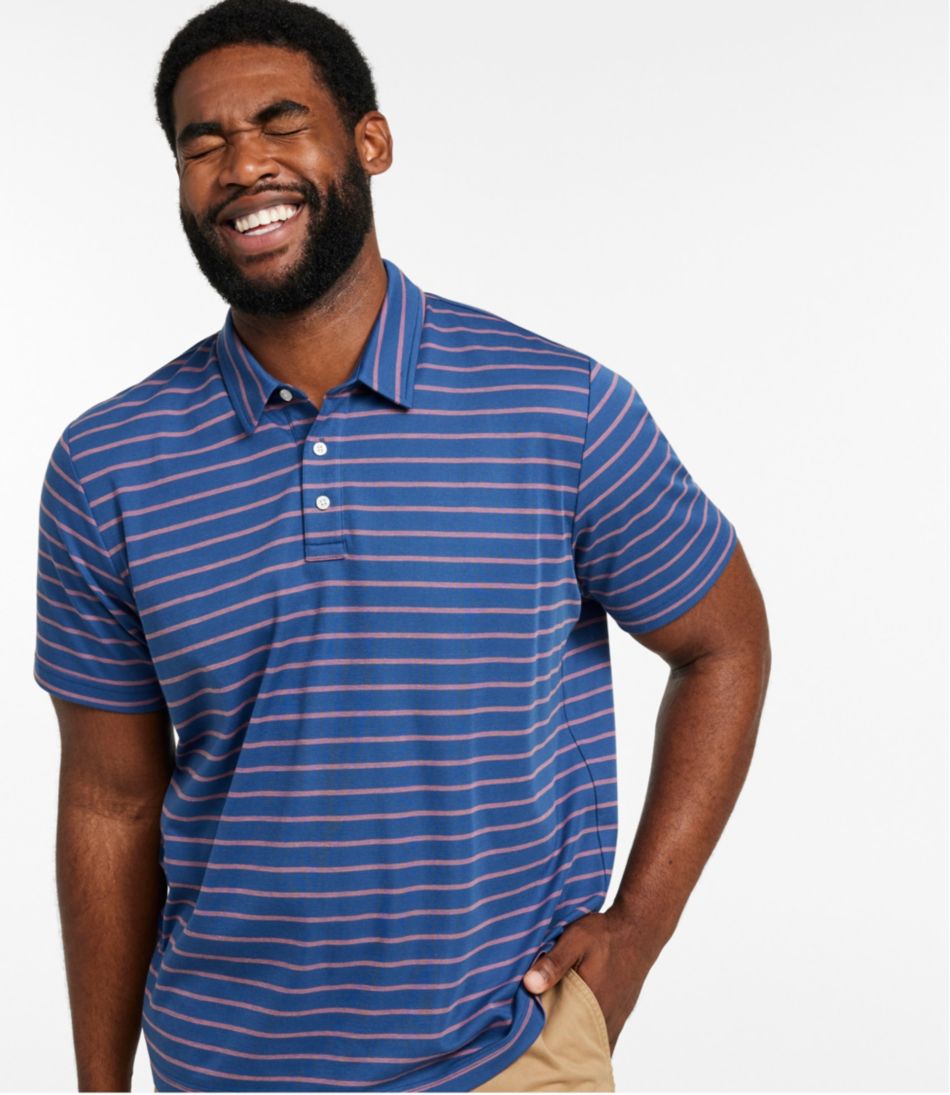 Men's Comfort Stretch Performance? Polo, Short-Sleeve, Slightly Fitted, Stripe - Image 4