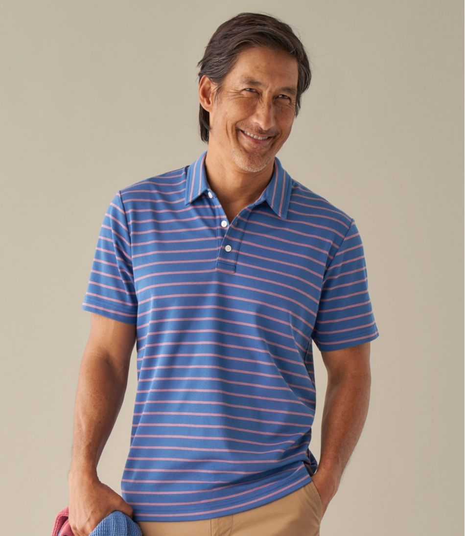 Men's Comfort Stretch Performance? Polo, Short-Sleeve, Slightly Fitted, Stripe - Image 7