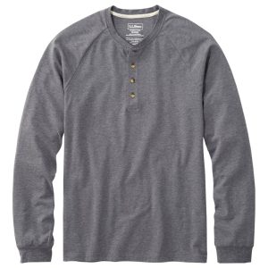 Men's Comfort Stretch Pima Tee Shirt, Long-Sleeve Henley