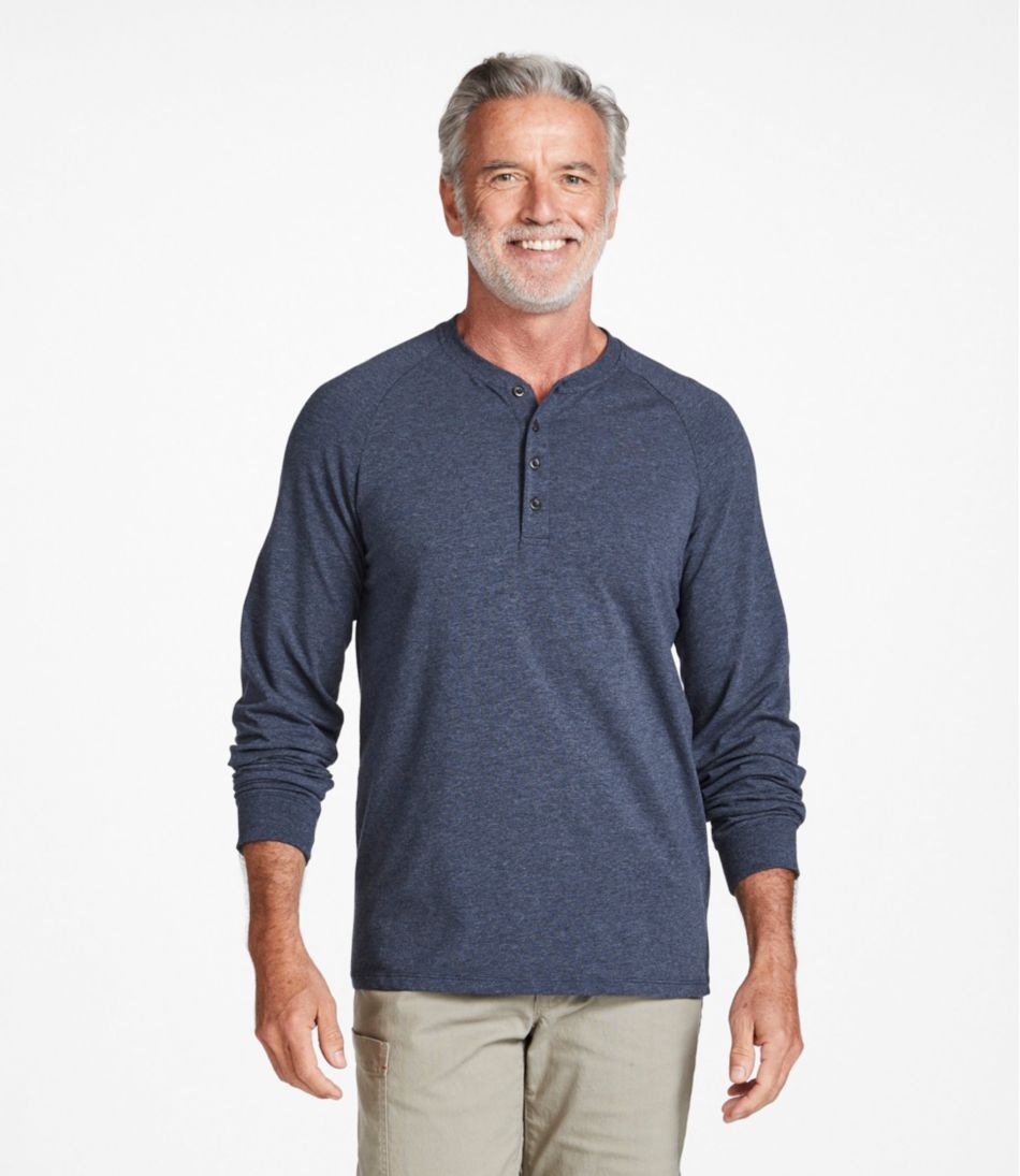 Men's Comfort Stretch Pima Tee Shirt, Long-Sleeve Henley - Image 2
