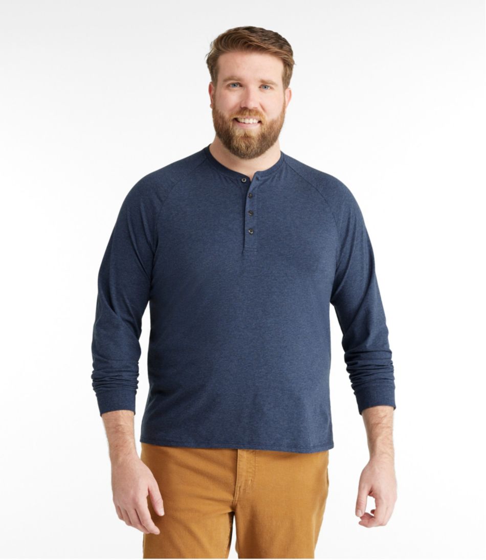 Men's Comfort Stretch Pima Tee Shirt, Long-Sleeve Henley - Image 4