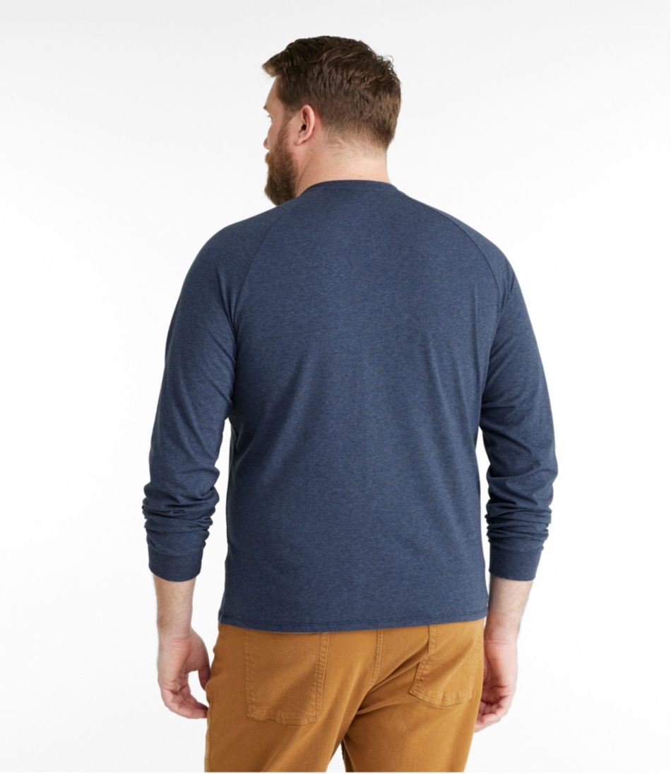 Men's Comfort Stretch Pima Tee Shirt, Long-Sleeve Henley - Image 5