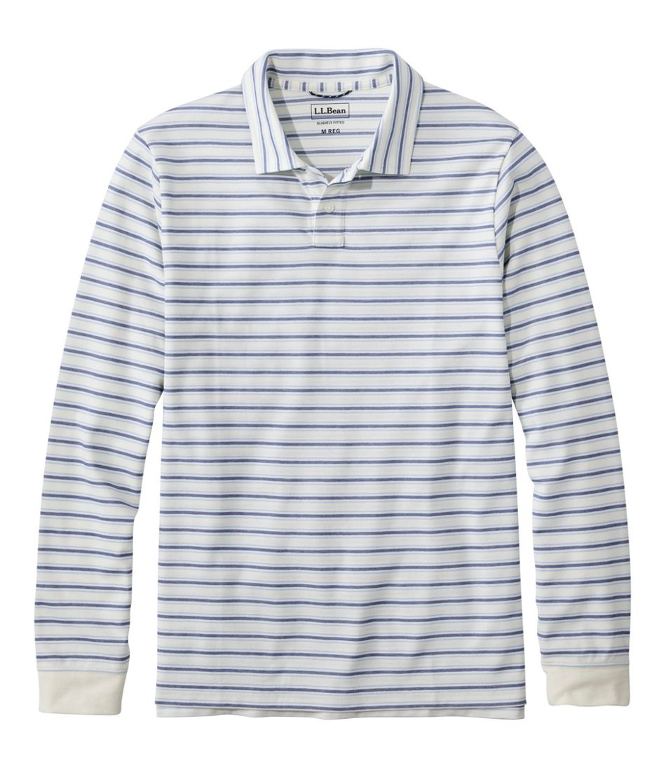 Men's Comfort Stretch Performance? Polo, Long-Sleeve, Stripe