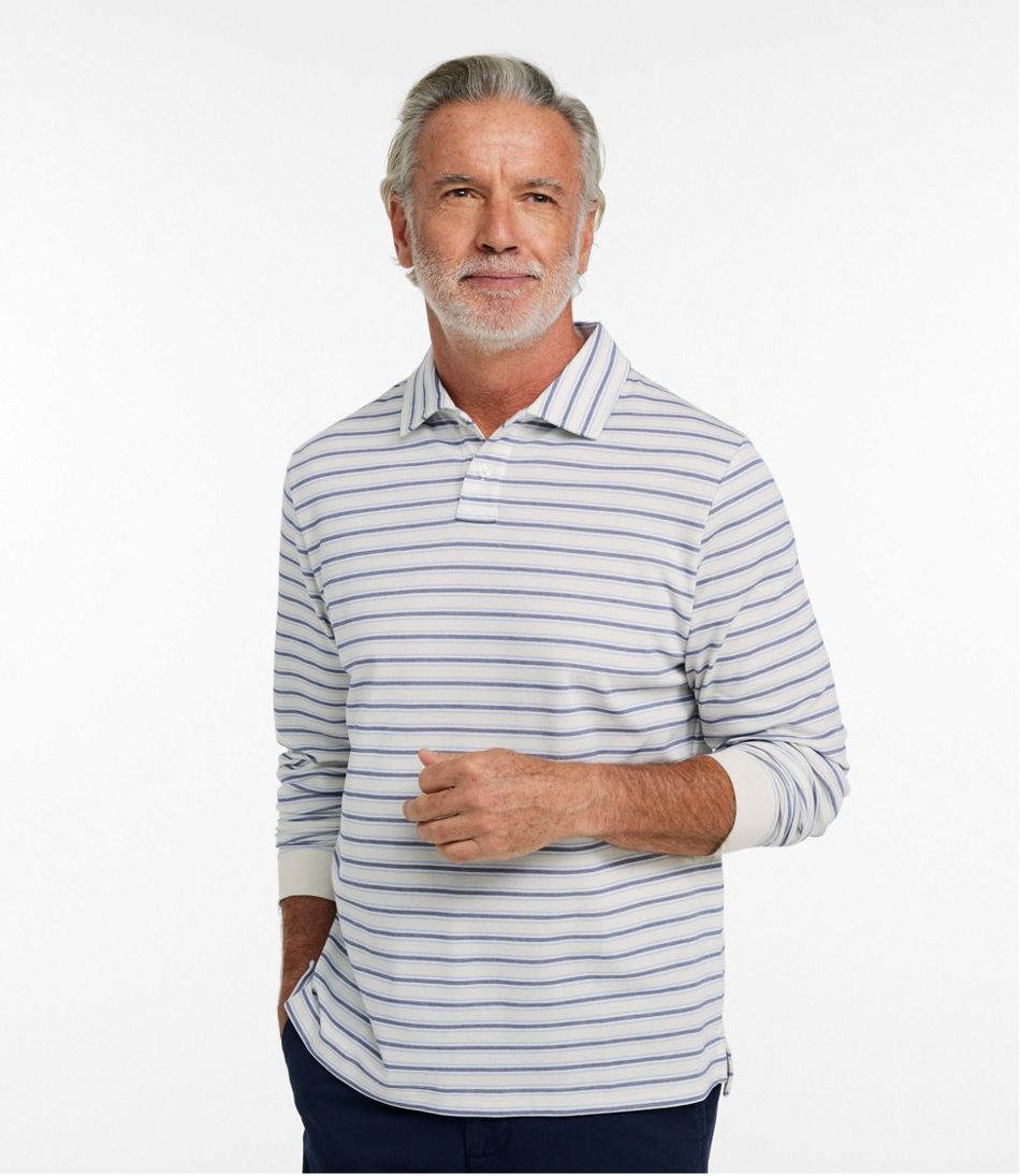 Men's Comfort Stretch Performance? Polo, Long-Sleeve, Stripe - Image 2