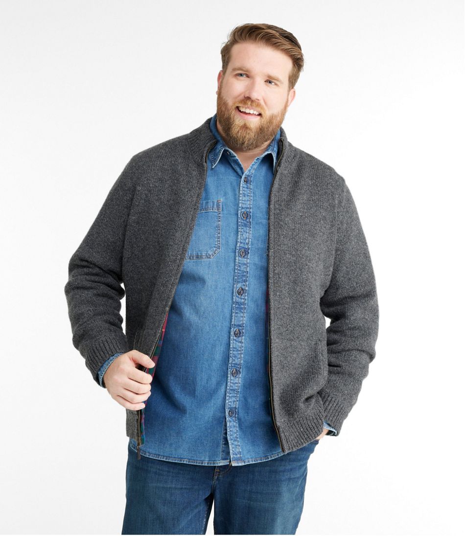 Men's L.L.Bean Classic Ragg Wool Sweater, Full-Zip Flannel-Lined - Image 4